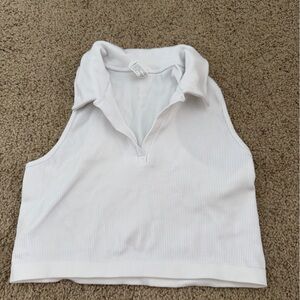 90 Degree By Reflex White Collared Crop Top